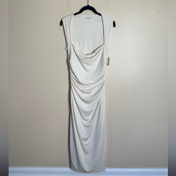 NWT Abecrombie & Fitch Ava Knit Maxi Dress Cream size Large Tall bodycon - Picture 5 of 10